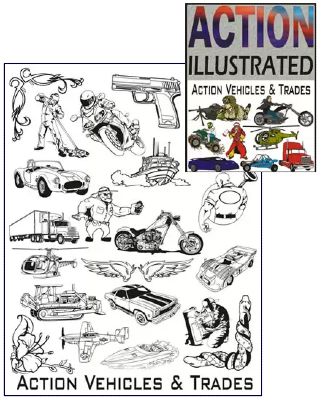 Action Illustrated Vehicles and Trades Clipart