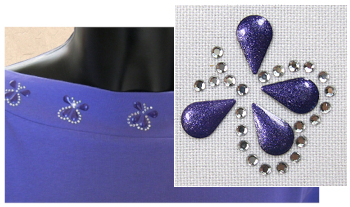Purple butterfly rhinestone and nailhead design (pack of 40)