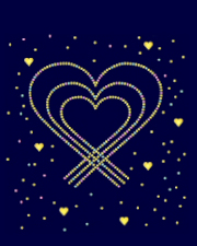 Heart with hearts rhinestud design (pack of 5)