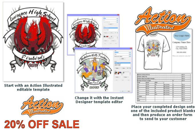 Action Illustrated design software and clipart collection