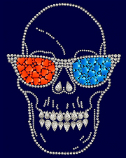 Skull with sunglasses rhinestud design (pack of 5)