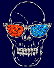 Skull with sunglasses rhinestud design (pack of 5)