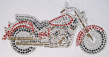 Red motorbike rhinestud design (pack of 5)