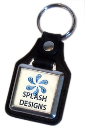 Leather style fob keyring 25 x 25mm