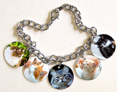 Charm bracelet with five charms