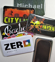 Oblong badge fridge magnets