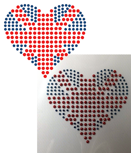 Union Jack Heart rhinestud design (pack of 5)