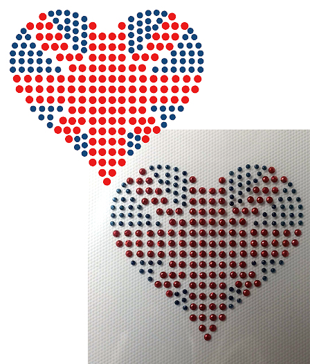Union Jack Heart rhinestud design (pack of 5)