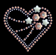 Floral heart nailhead and rhinestone design (pack of 20)