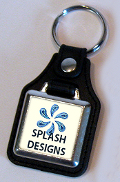 Leather style fob keyring 25 x 25mm