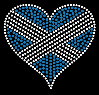 Scotland heart flag in blue and silver rhinestuds - pack of 5