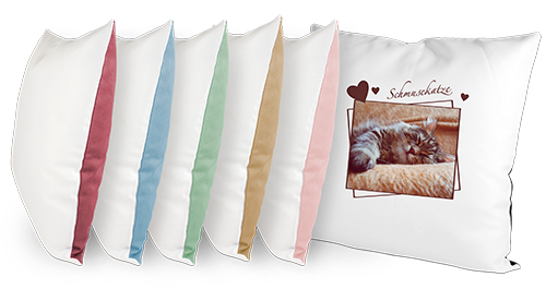 Polyester cushion covers with coloured backs