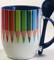 21MSB36303 - two tone mugs with spoons