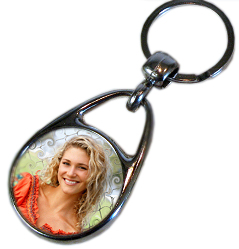 Keyring round silver 30 mm insert