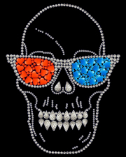 Skull with sunglasses rhinestud design (pack of 5)